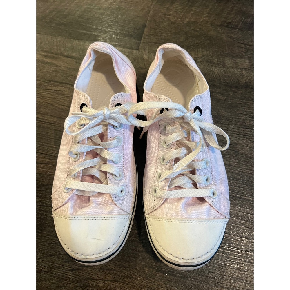 Crocs Womens Sneakers Canvas Lace Up Light Pink Size W10